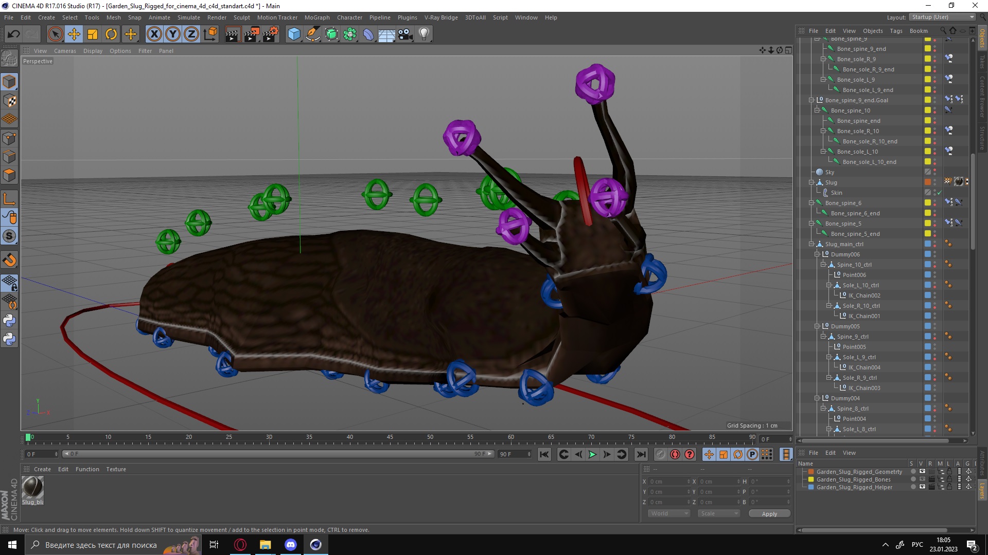 Garden Slug Rigged for Cinema 4D 3D