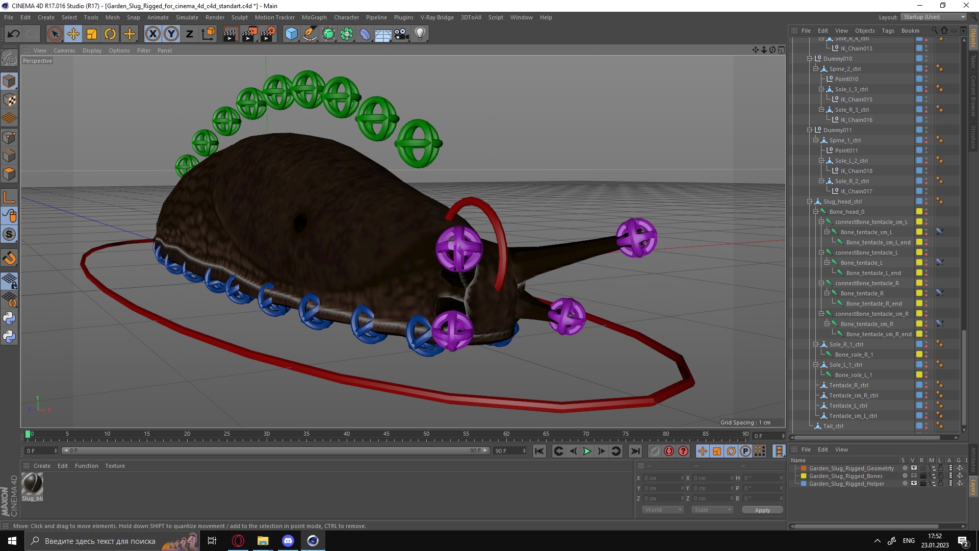 Garden Slug Rigged for Cinema 4D 3D