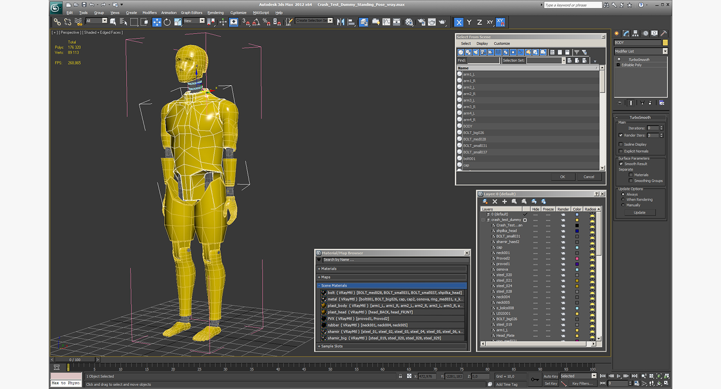 3D model Crash Test Dummy Standing Pose