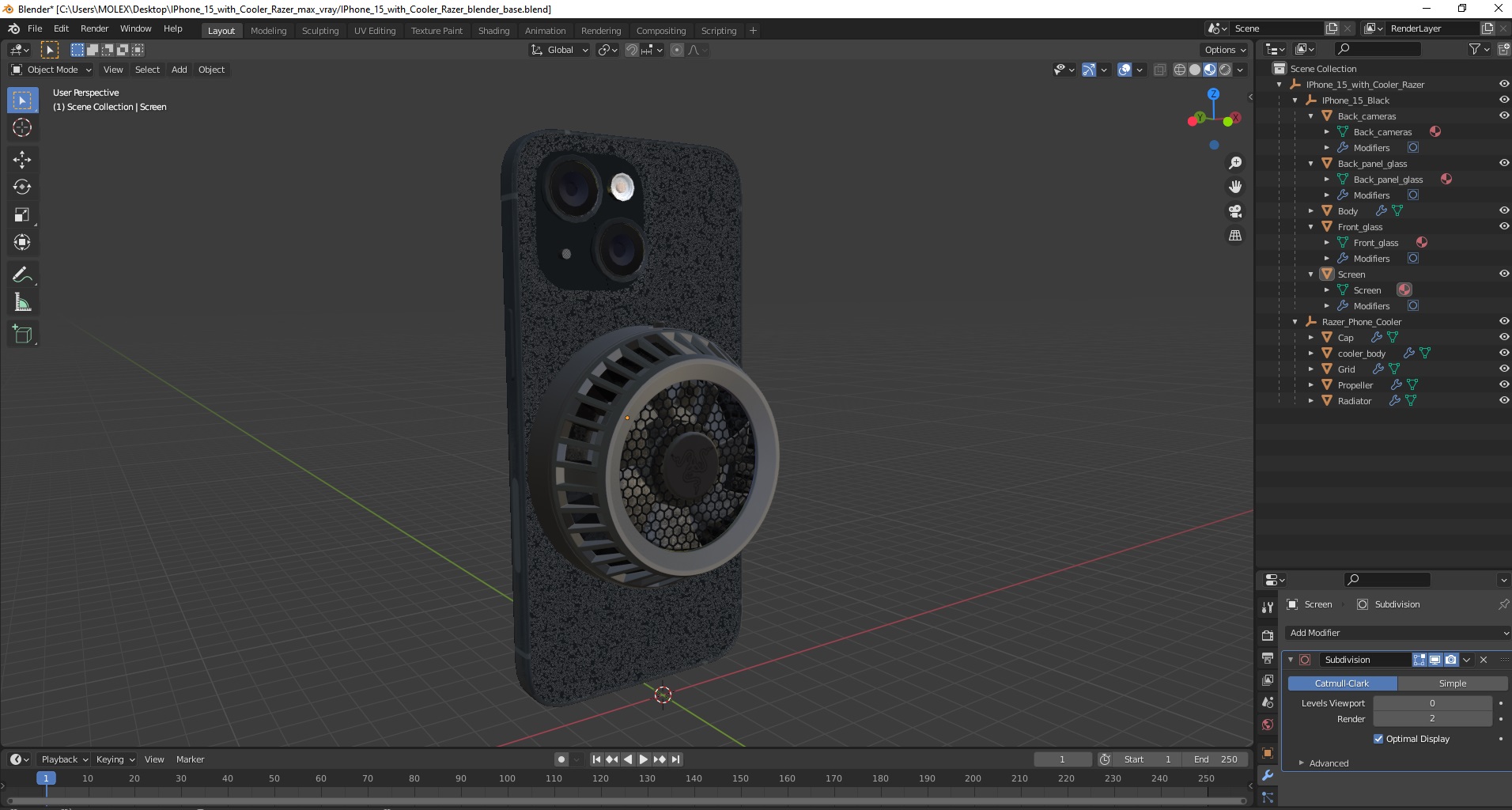 IPhone 15 with Cooler Razer 3D