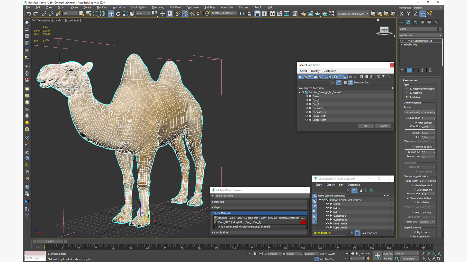 3D Bactrian Camel Light Colored model