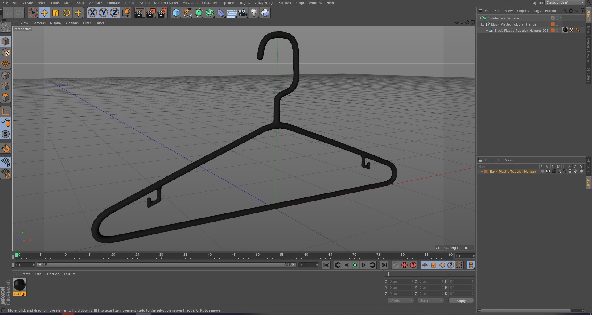 3D Black Plastic Tubular Hanger model