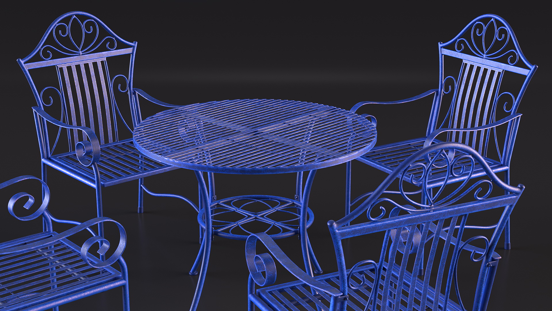 Blue Wrought Iron Garden Furniture 3D model