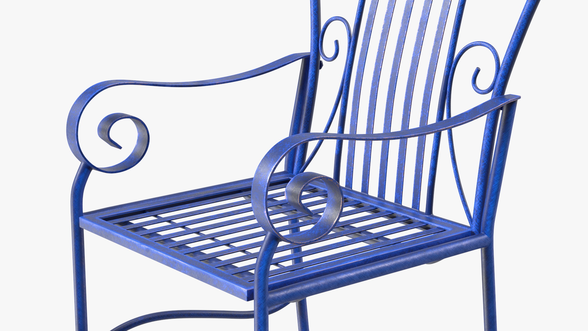 Blue Wrought Iron Garden Furniture 3D model