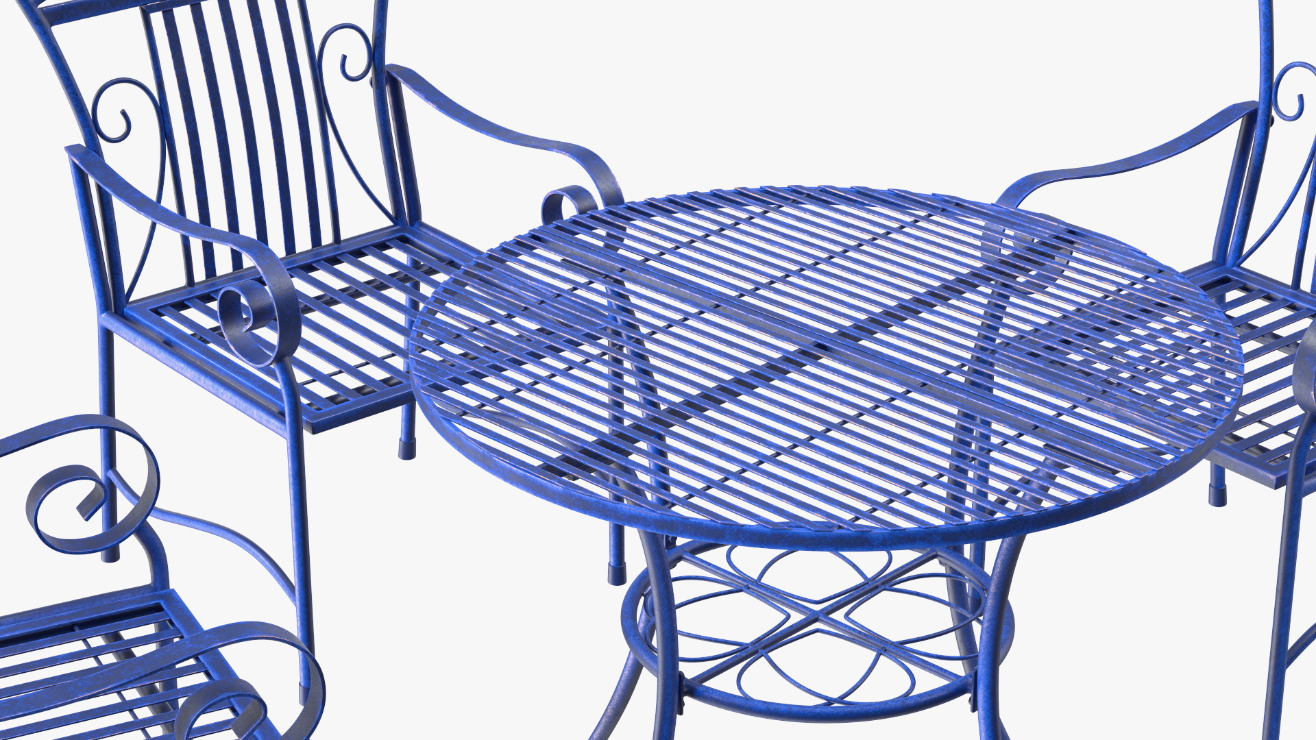 Blue Wrought Iron Garden Furniture 3D model