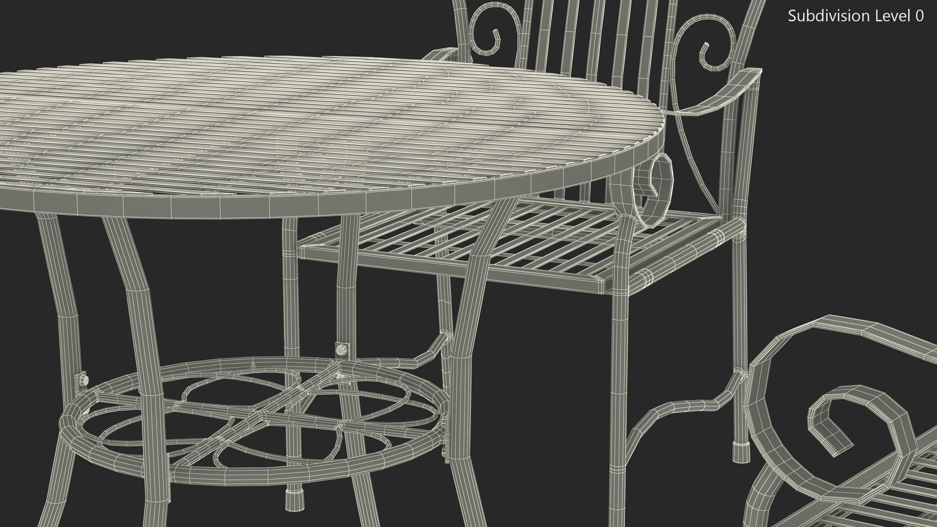 Blue Wrought Iron Garden Furniture 3D model