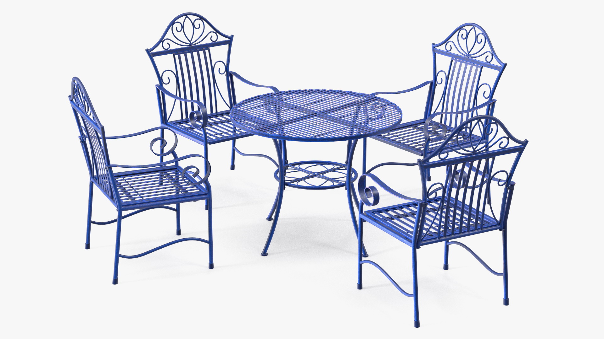 Blue Wrought Iron Garden Furniture 3D model