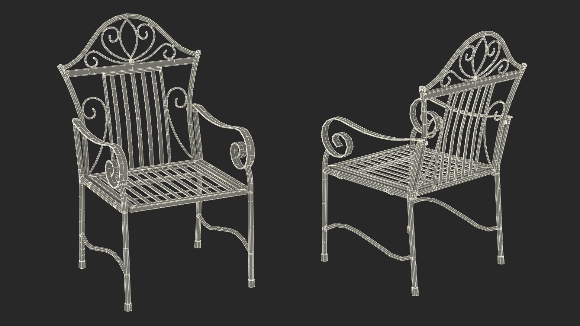 Blue Wrought Iron Garden Furniture 3D model