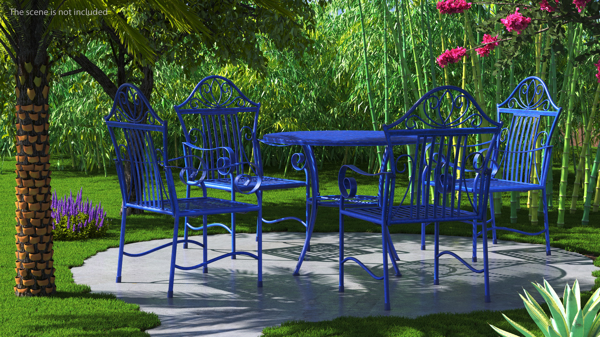 Blue Wrought Iron Garden Furniture 3D model
