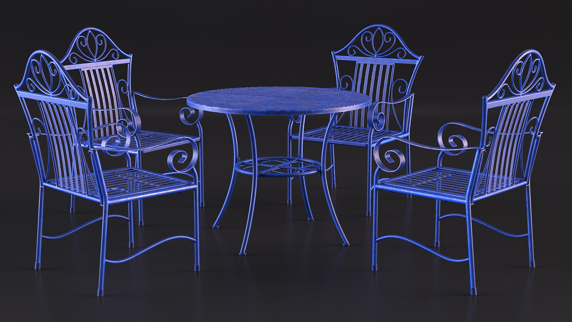 Blue Wrought Iron Garden Furniture 3D model