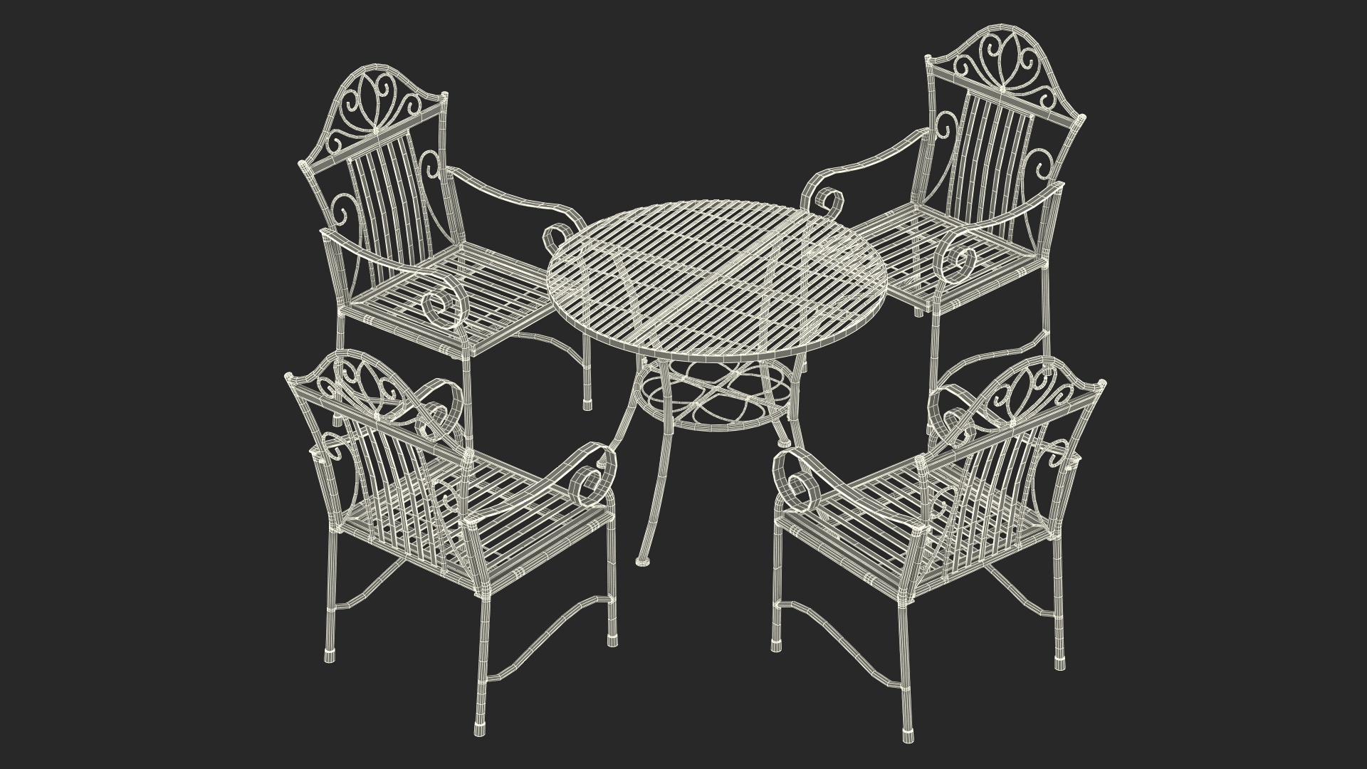 Blue Wrought Iron Garden Furniture 3D model