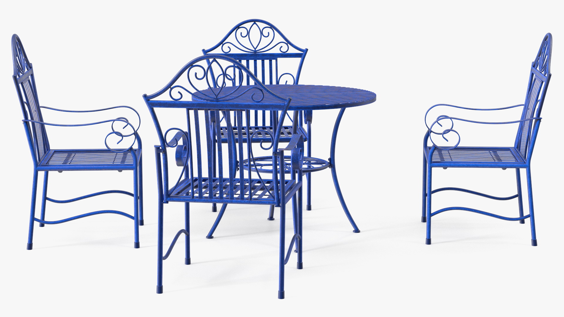 Blue Wrought Iron Garden Furniture 3D model
