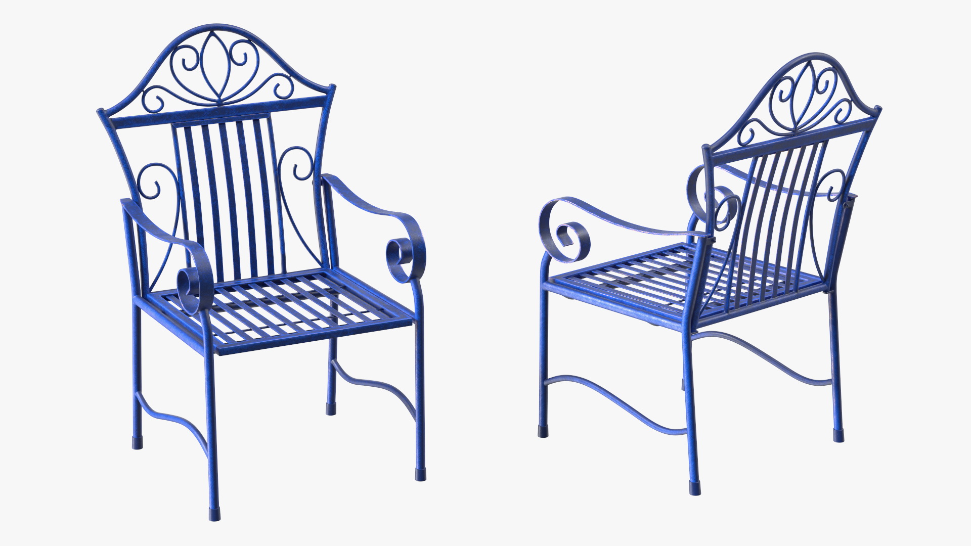 Blue Wrought Iron Garden Furniture 3D model