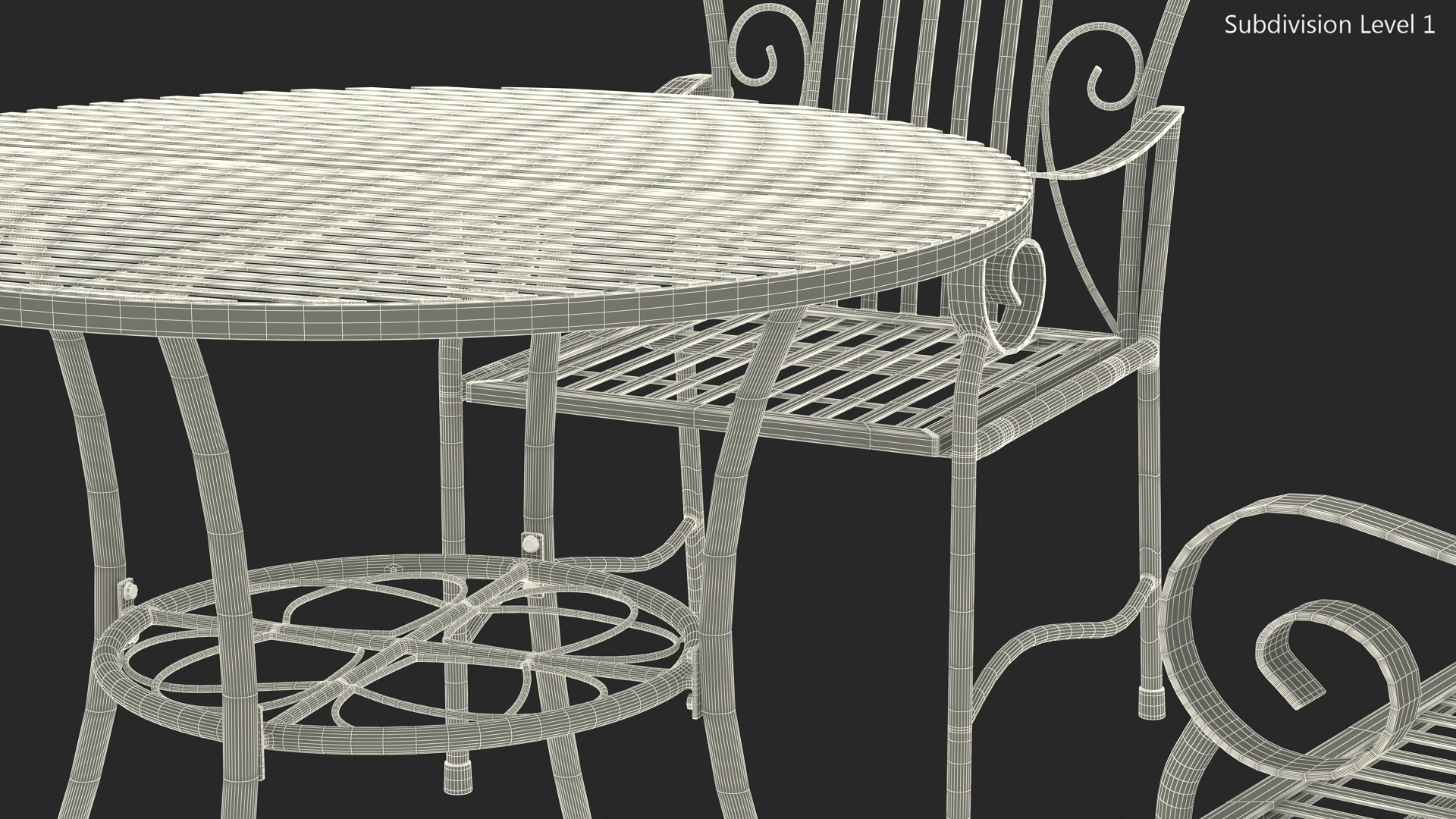 Blue Wrought Iron Garden Furniture 3D model