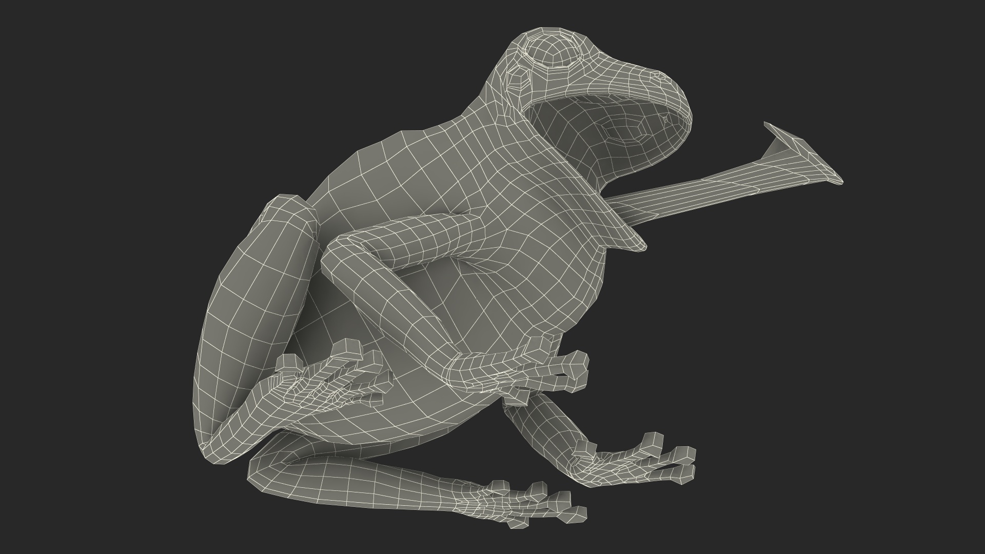 Australian Green Tree Frog With Extended Tongue 3D