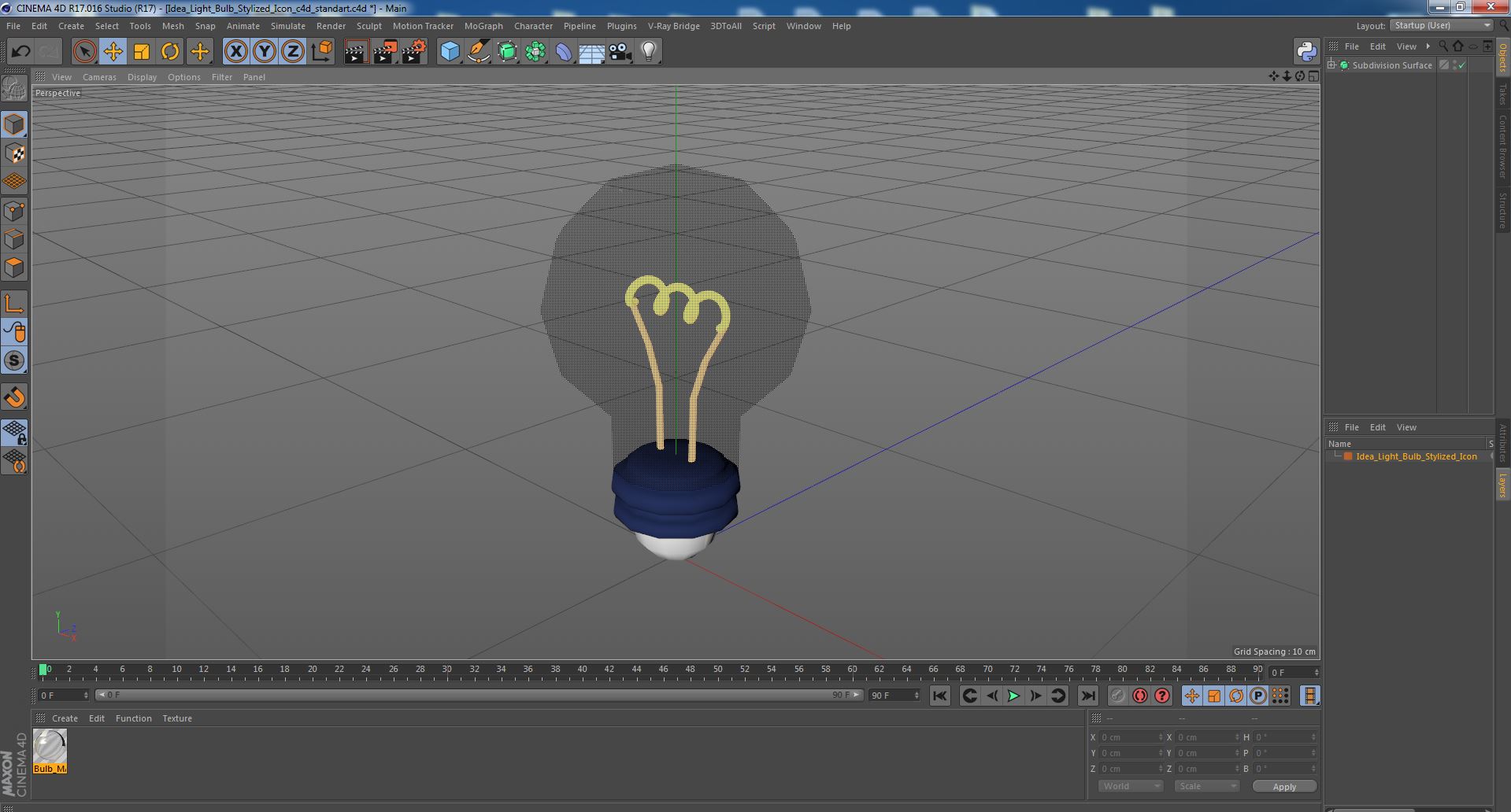 Idea Light Bulb Stylized Icon 3D model