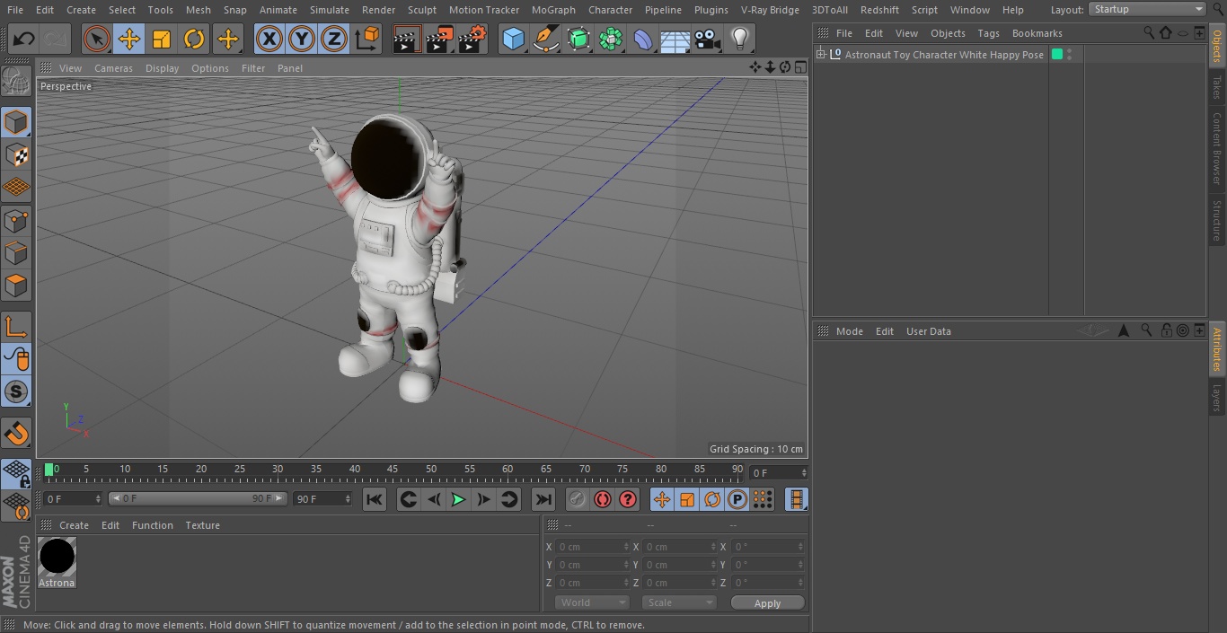 3D model Astronaut Toy Character White Happy Pose