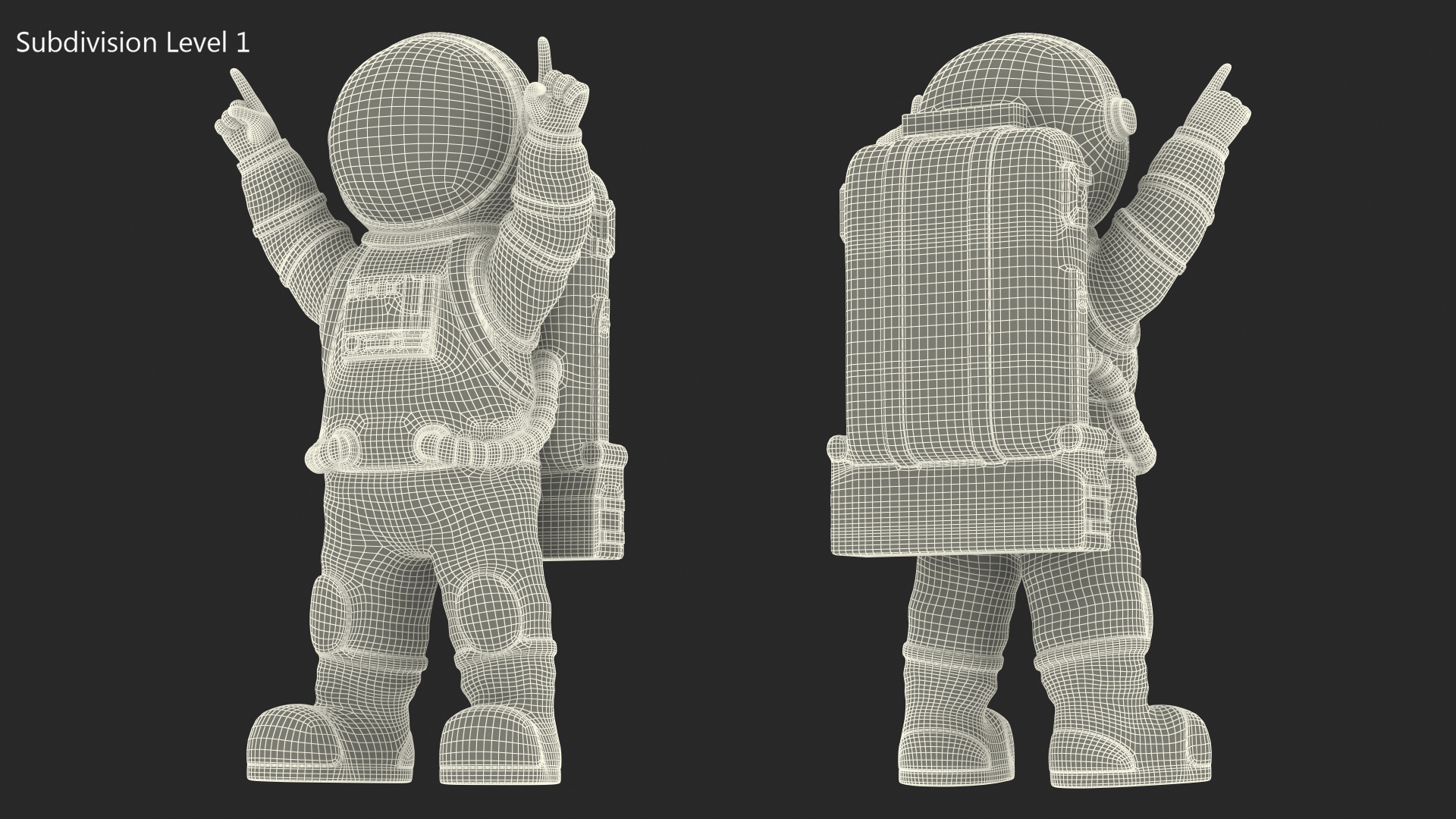 3D model Astronaut Toy Character White Happy Pose