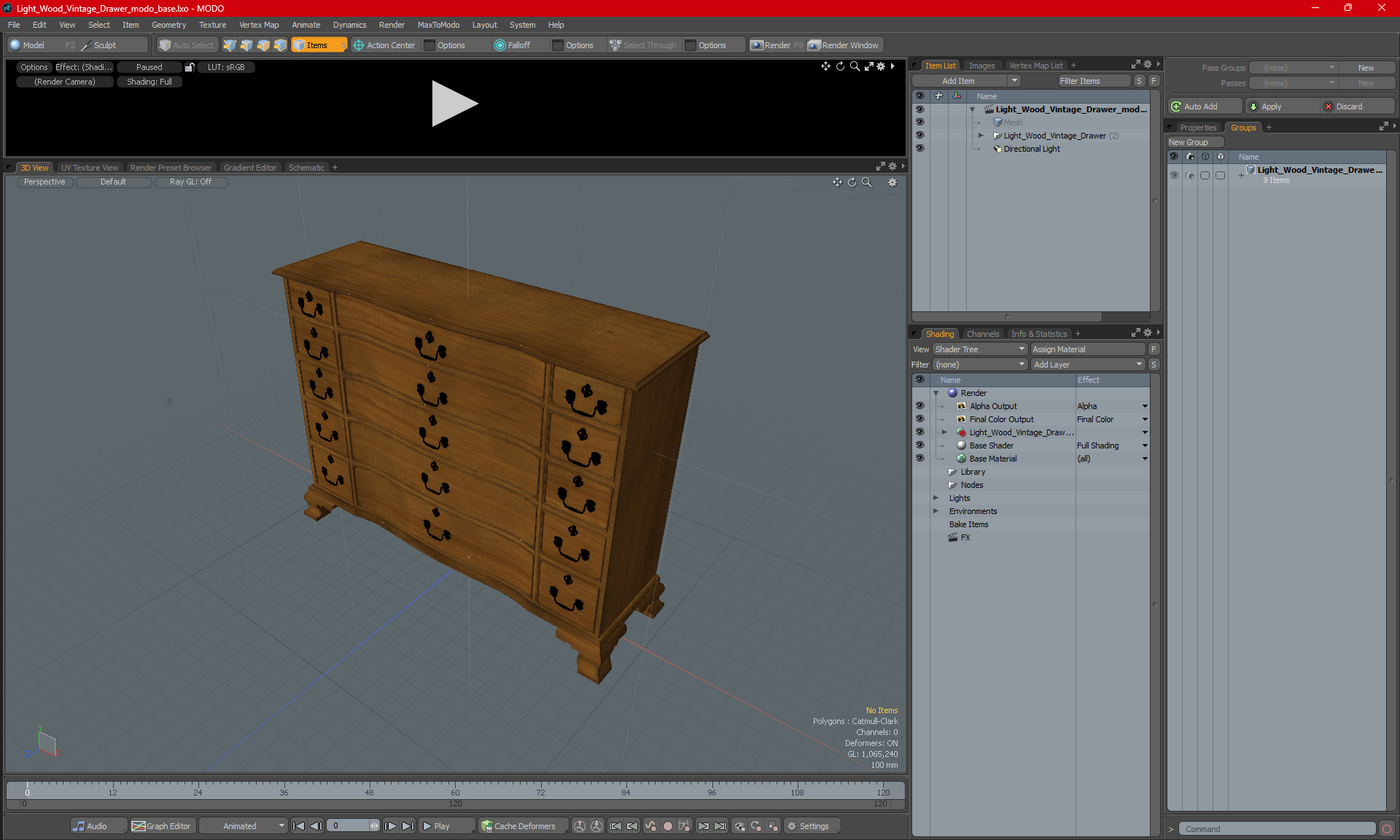 3D model Light Wood Vintage Drawer
