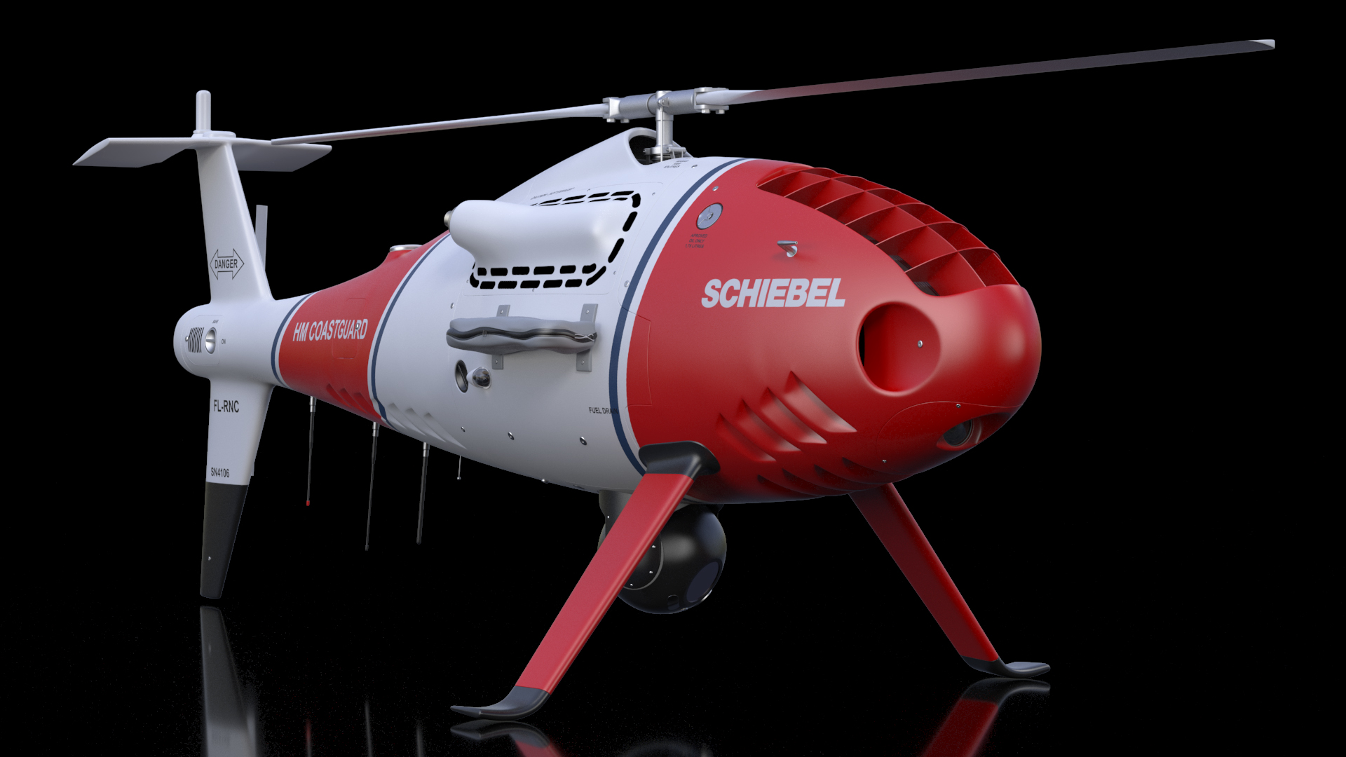 3D Schiebel Camcopter S100 UAV Coast Guard Rigged