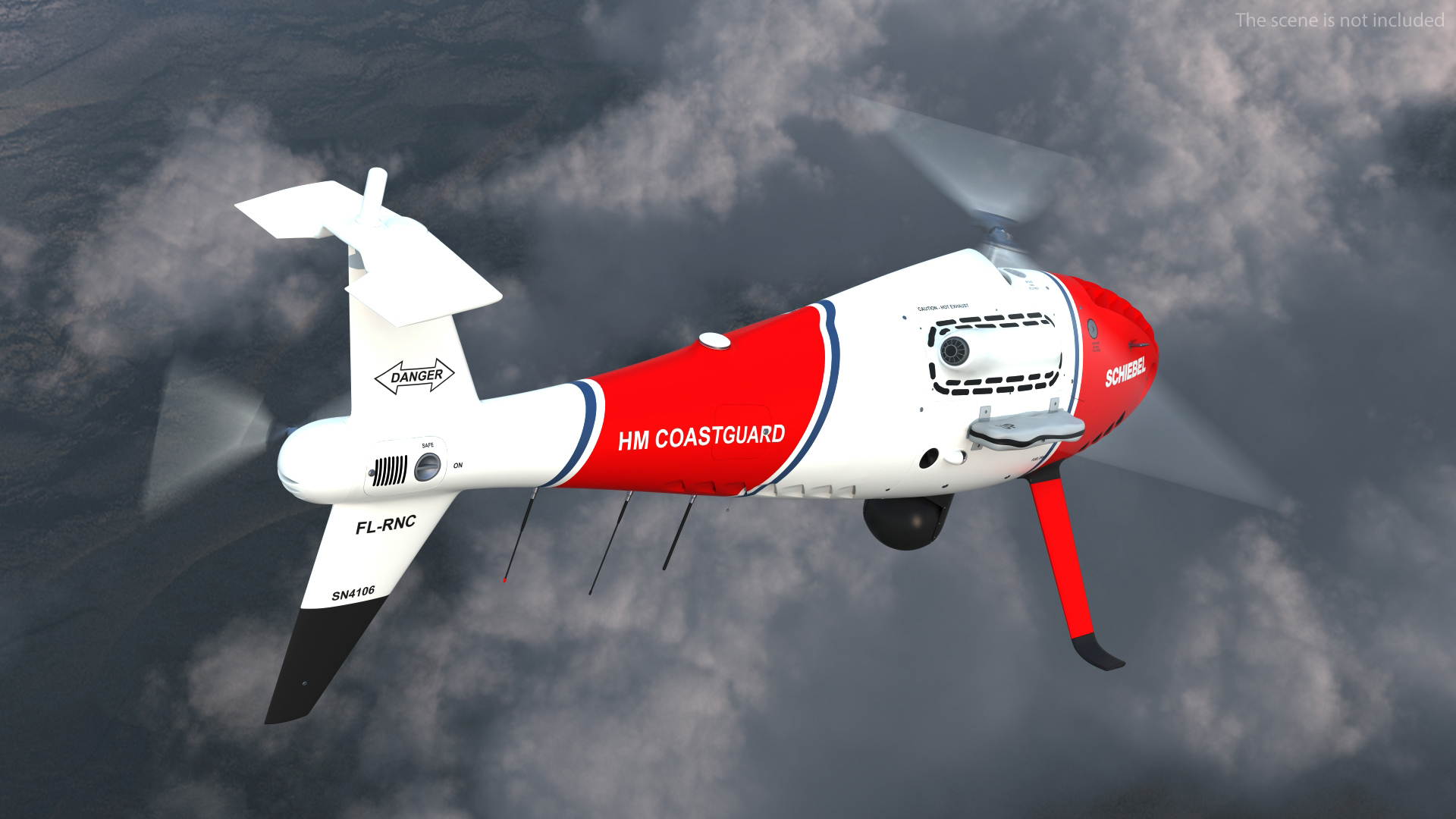 3D Schiebel Camcopter S100 UAV Coast Guard Rigged