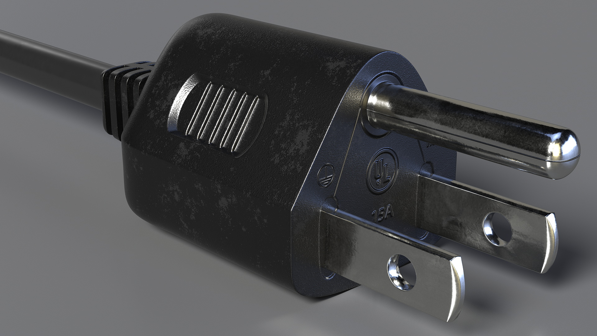 3D Type B Electric Plug Grounded Rigged