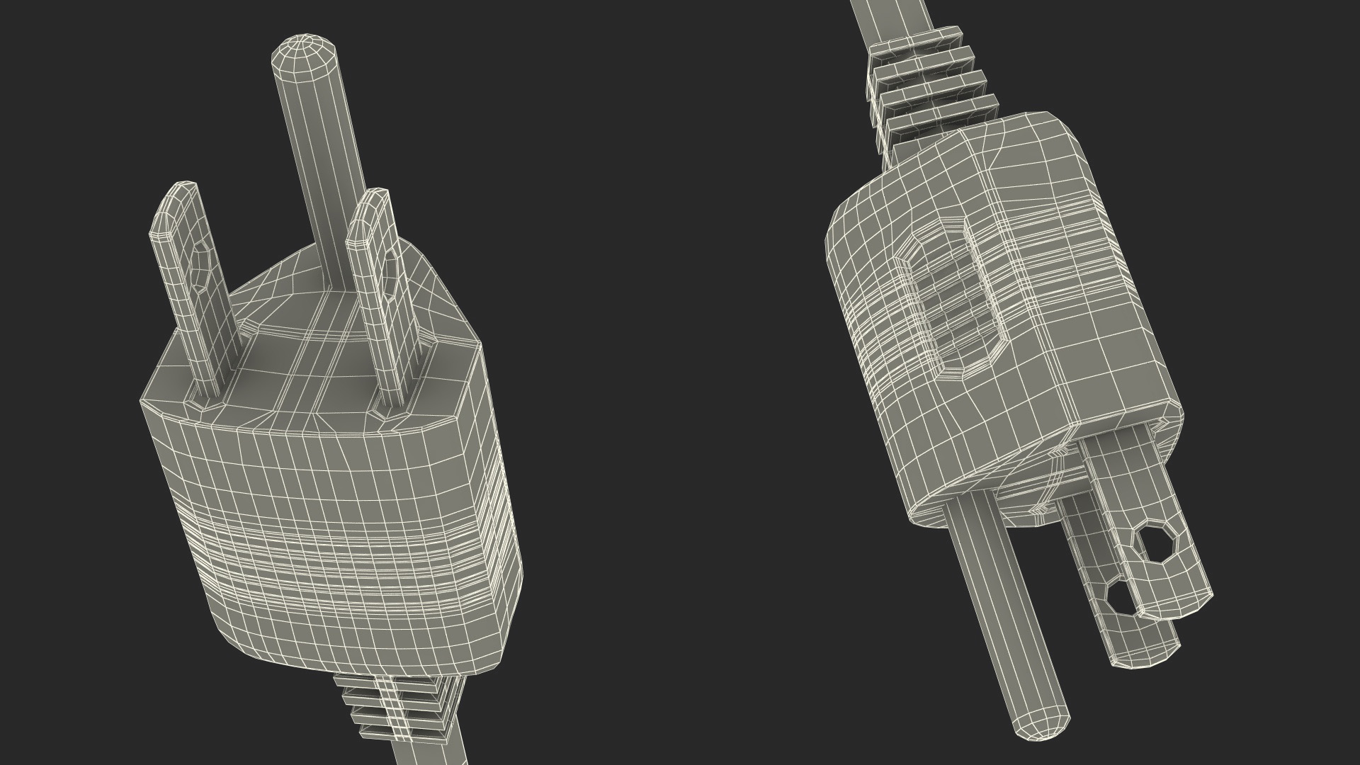 3D Type B Electric Plug Grounded Rigged