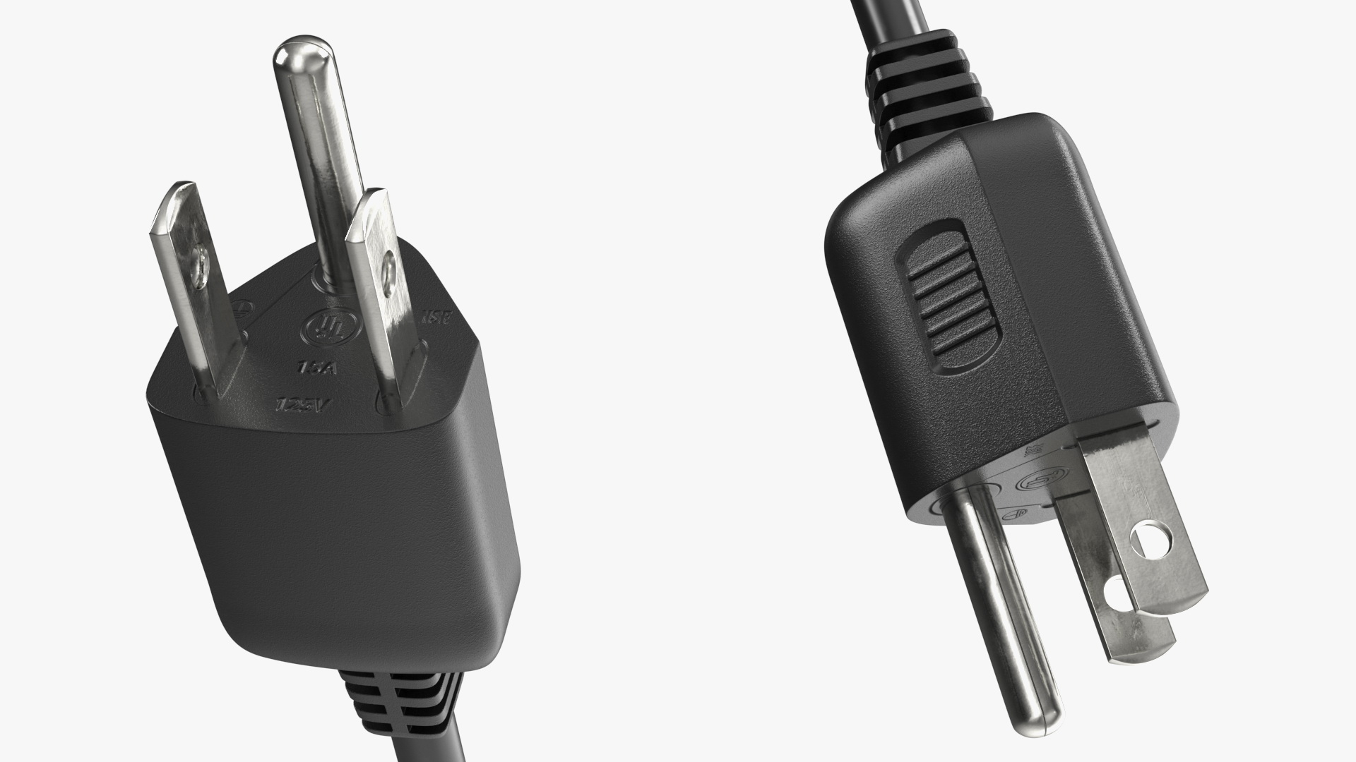 3D Type B Electric Plug Grounded Rigged