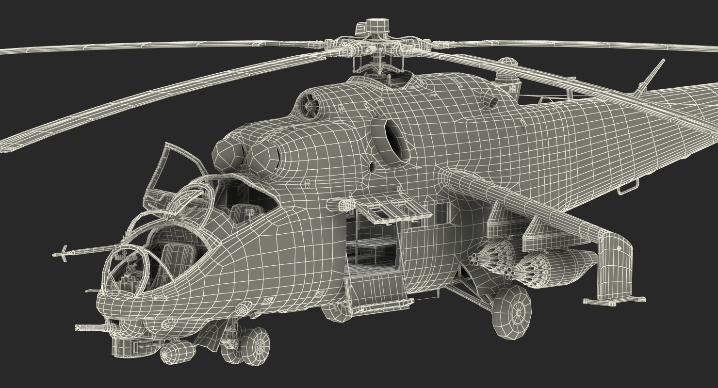 3D Russian Attack Helicopter Mil Mi 24B 2 model