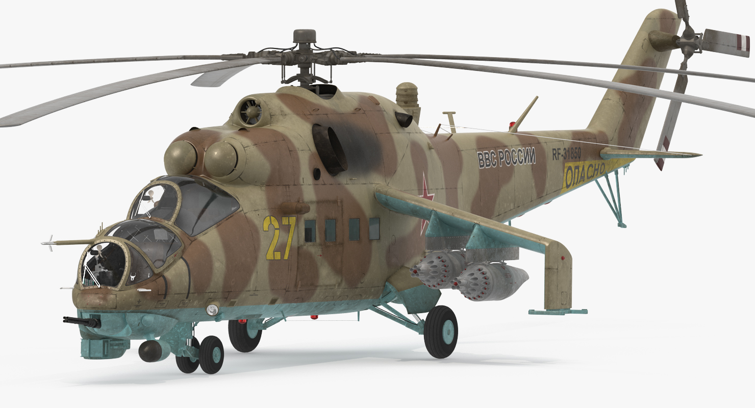 3D Russian Attack Helicopter Mil Mi 24B 2 model