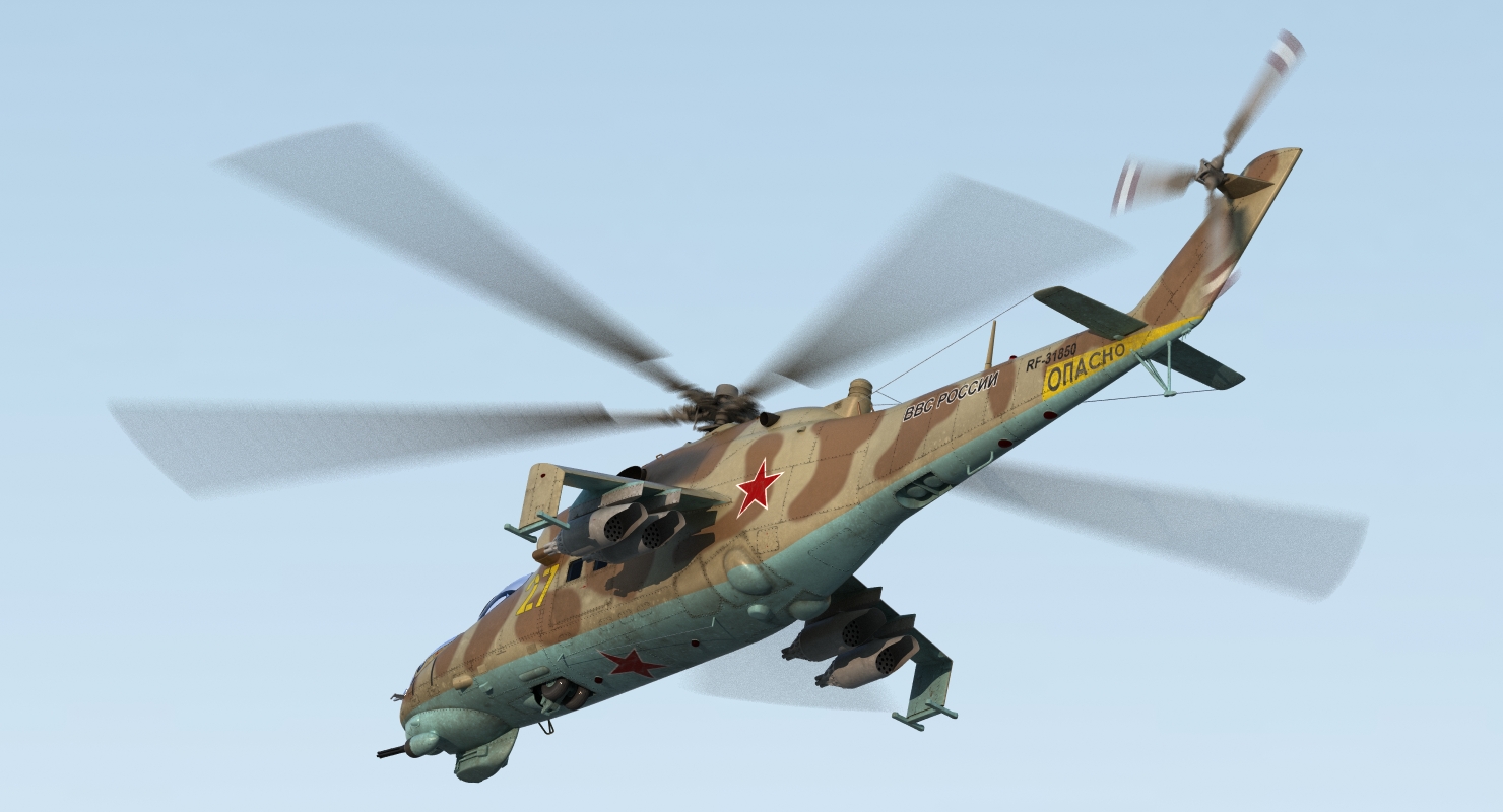 3D Russian Attack Helicopter Mil Mi 24B 2 model