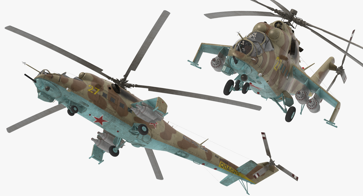 3D Russian Attack Helicopter Mil Mi 24B 2 model