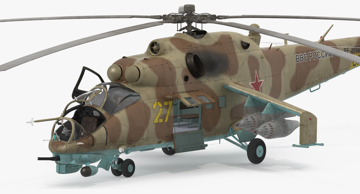 3D Russian Attack Helicopter Mil Mi 24B 2 model