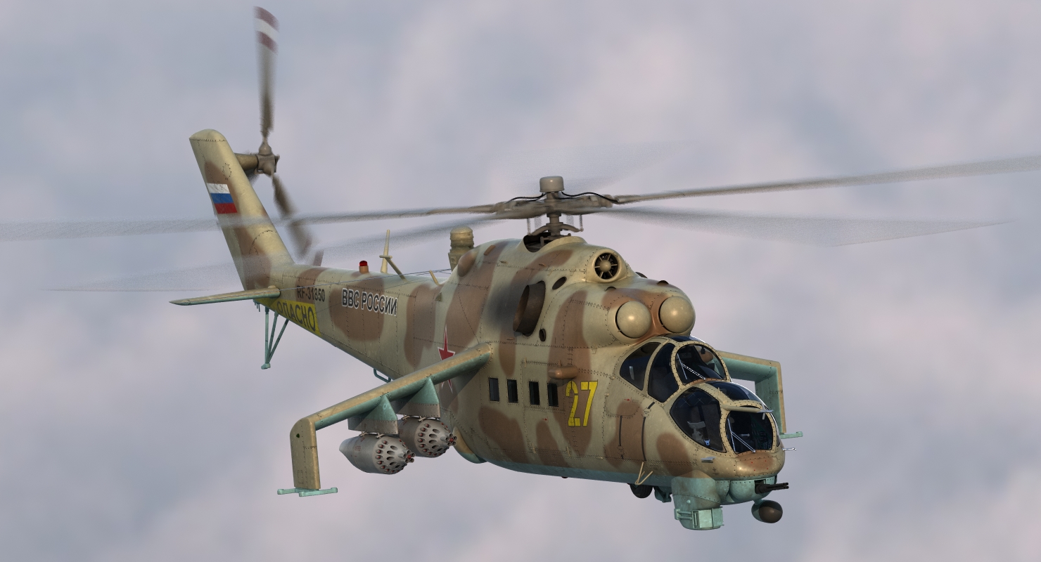 3D Russian Attack Helicopter Mil Mi 24B 2 model