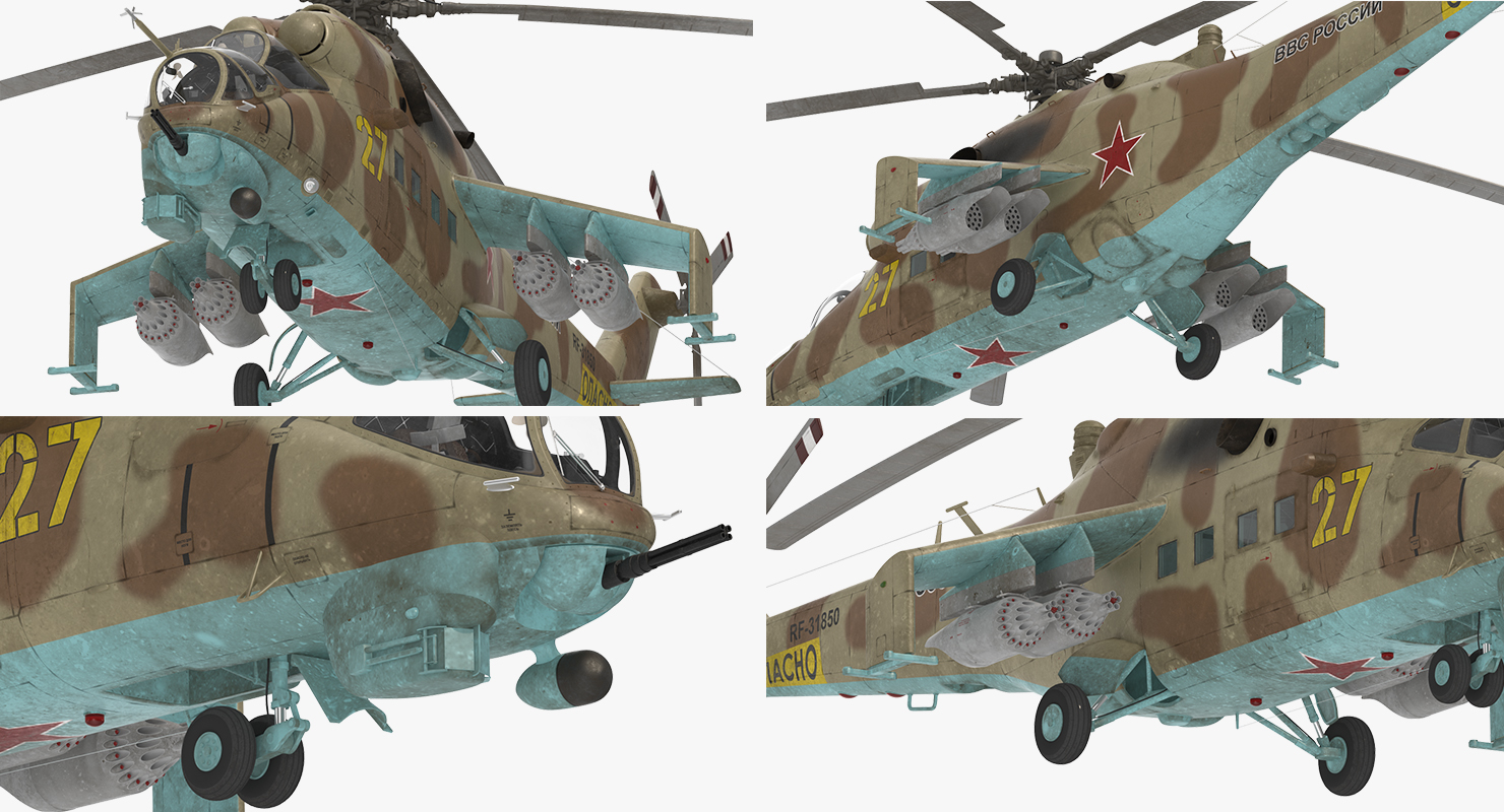 3D Russian Attack Helicopter Mil Mi 24B 2 model