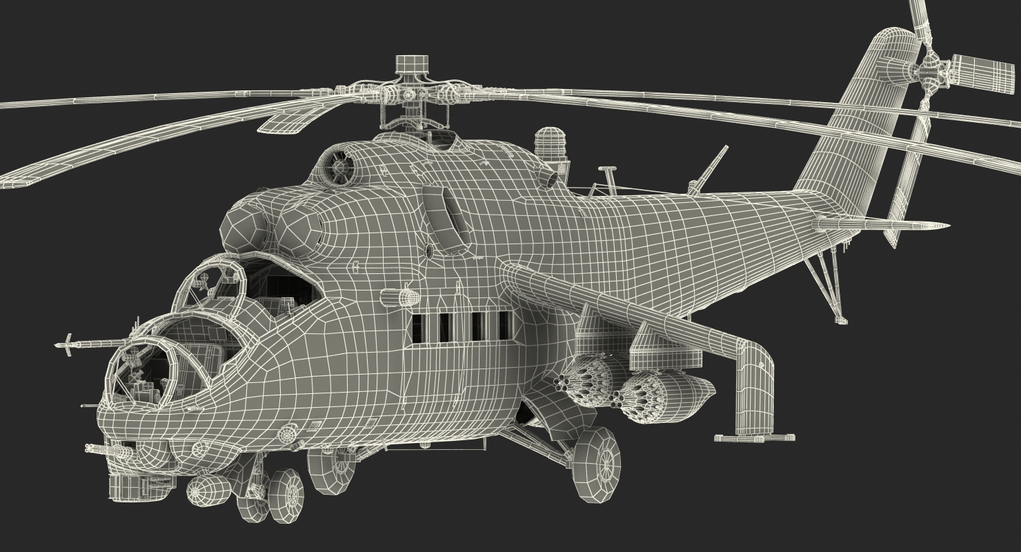 3D Russian Attack Helicopter Mil Mi 24B 2 model