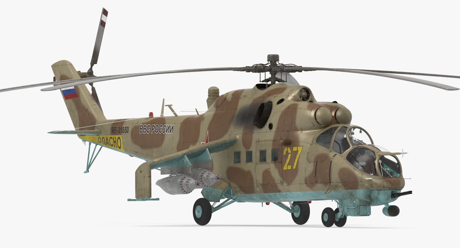 3D Russian Attack Helicopter Mil Mi 24B 2 model