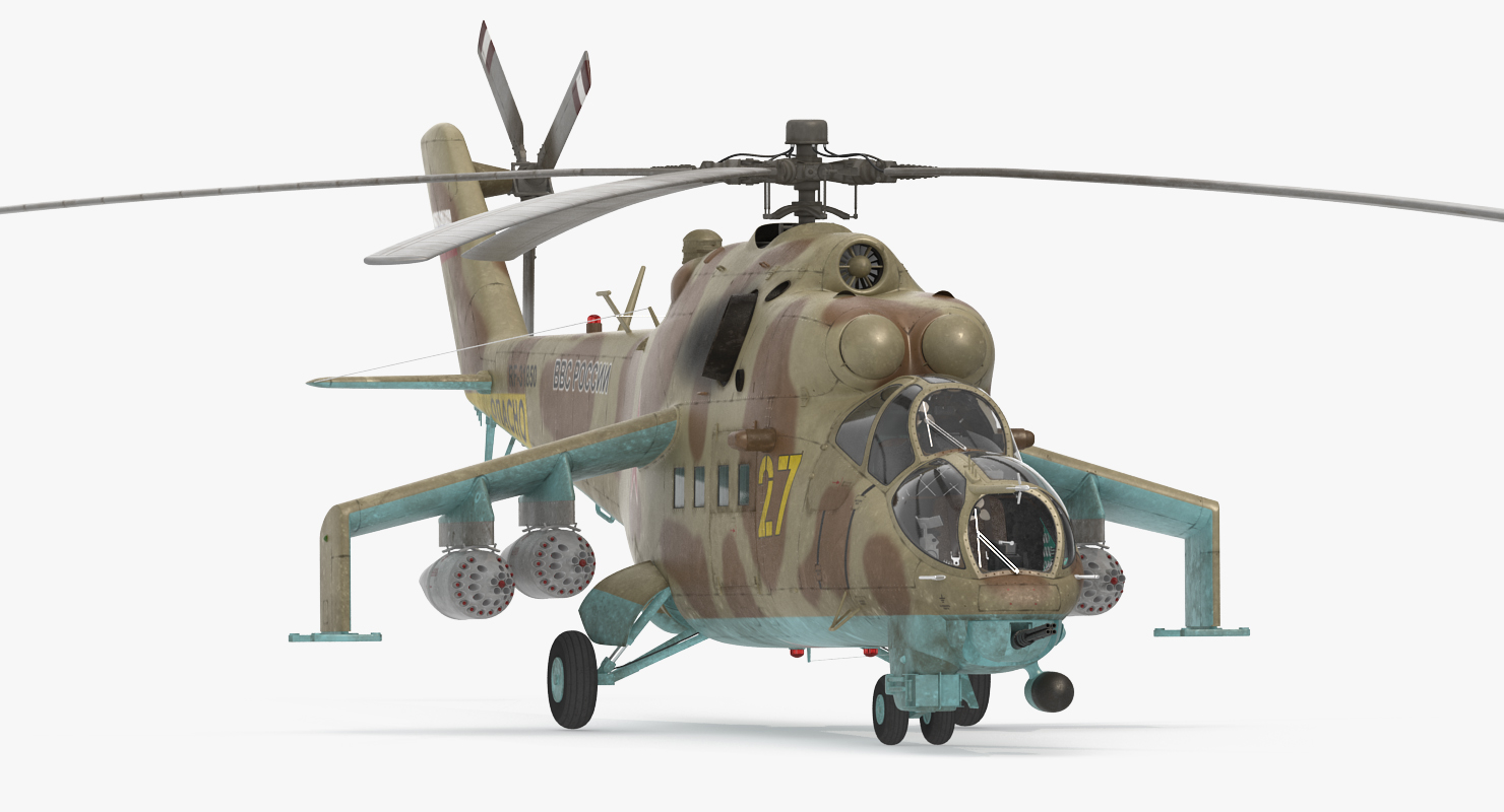 3D Russian Attack Helicopter Mil Mi 24B 2 model