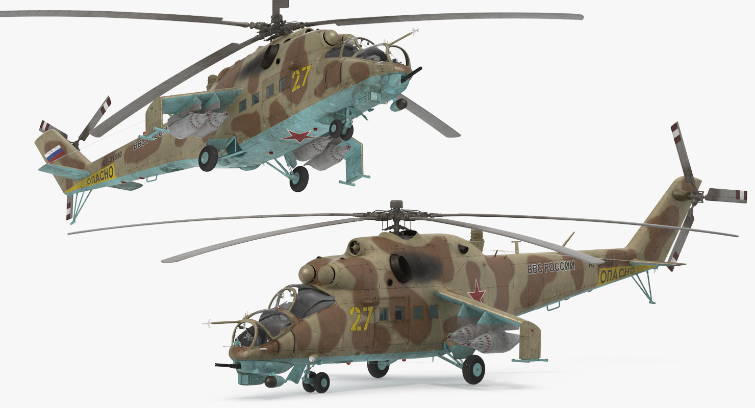 3D Russian Attack Helicopter Mil Mi 24B 2 model