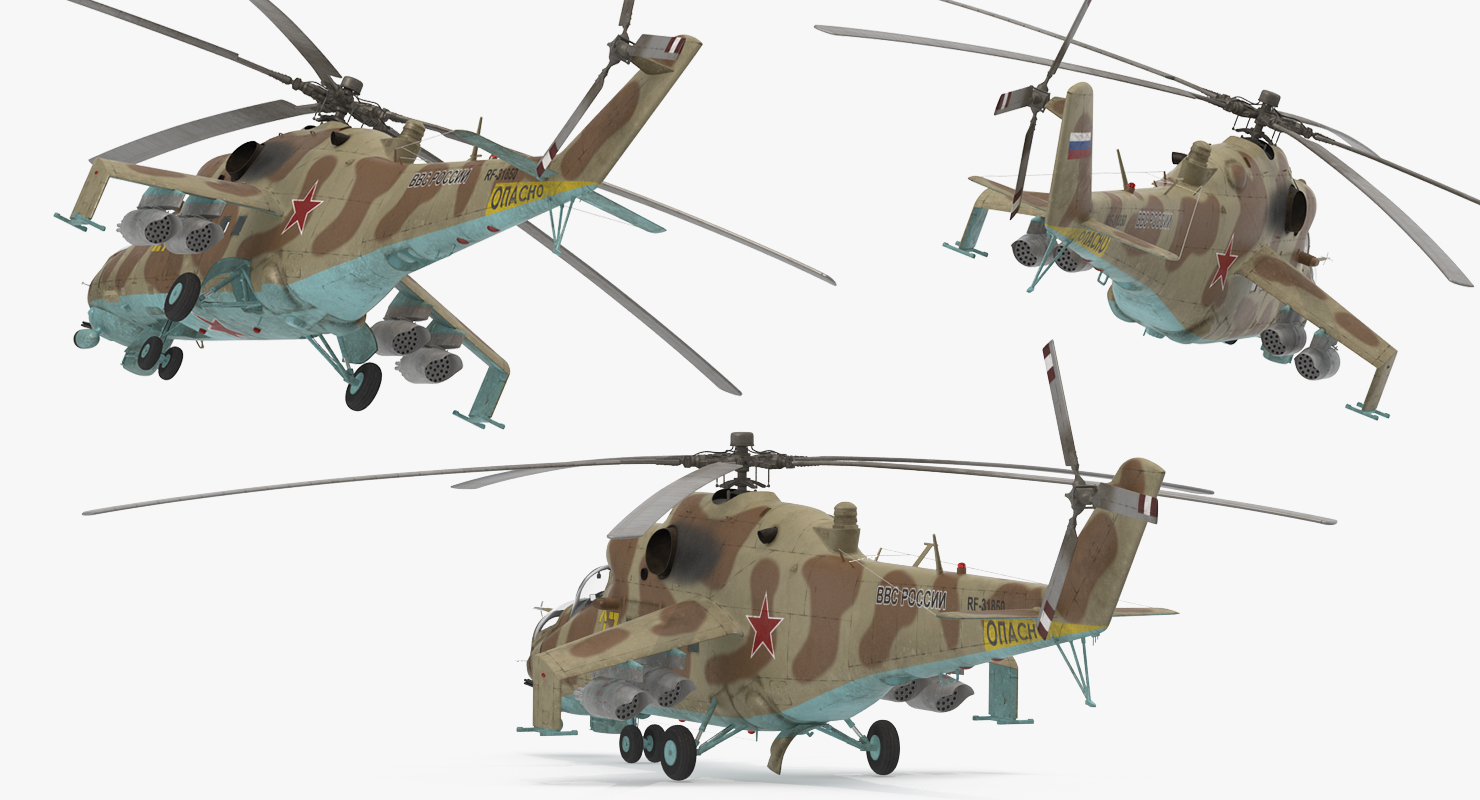 3D Russian Attack Helicopter Mil Mi 24B 2 model