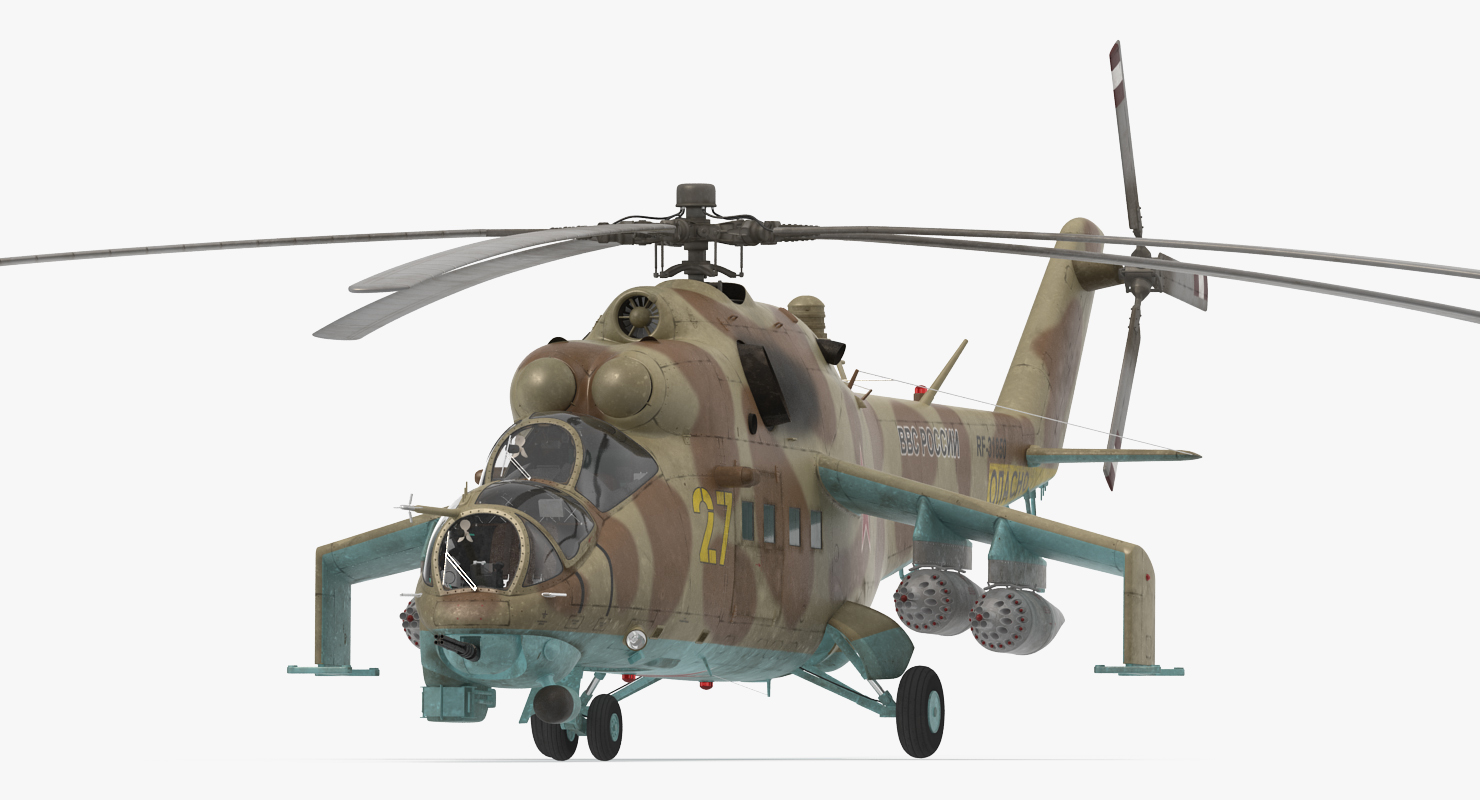 3D Russian Attack Helicopter Mil Mi 24B 2 model