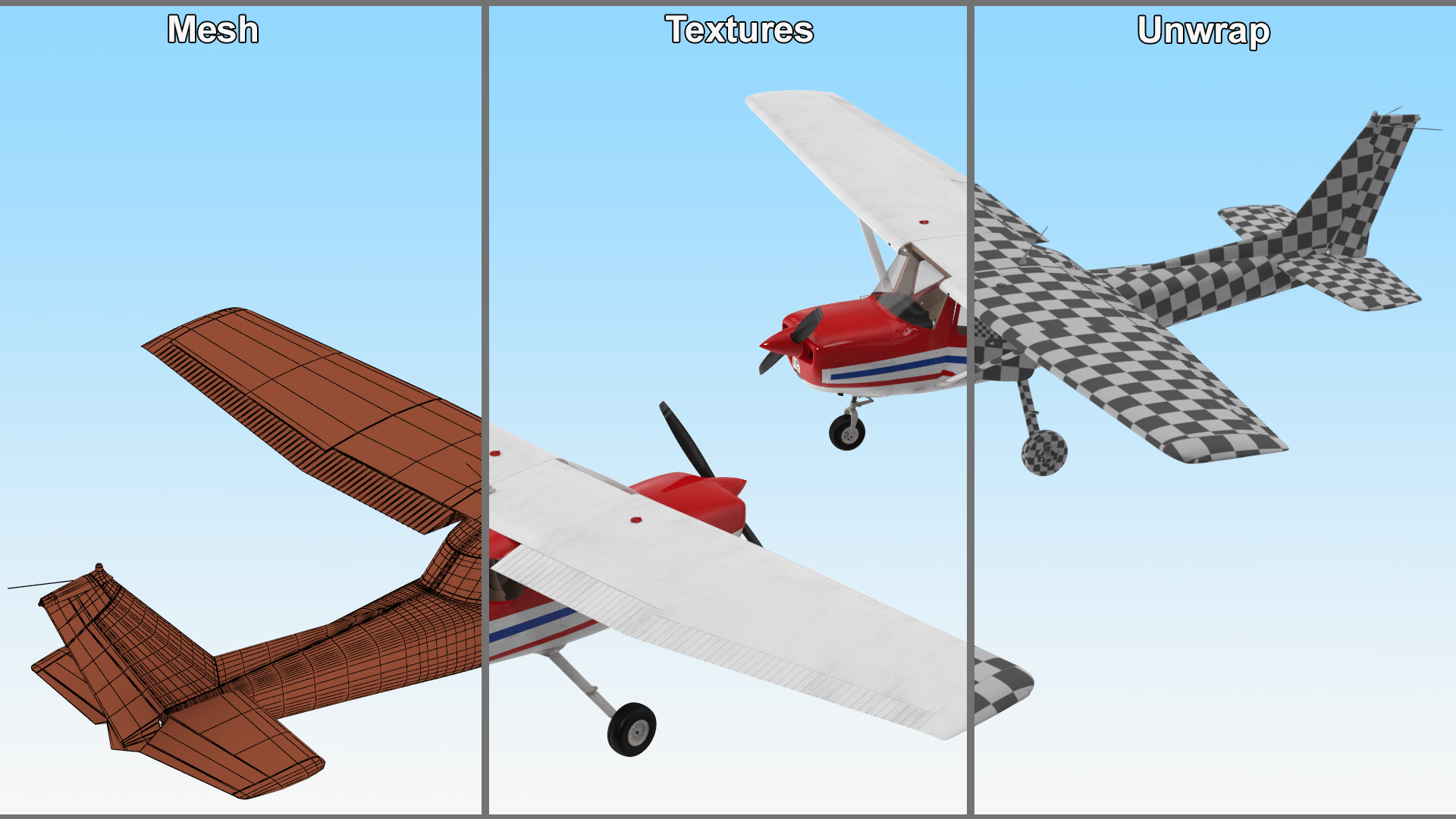 3D model Light Propeller Aircraft Cessna 150