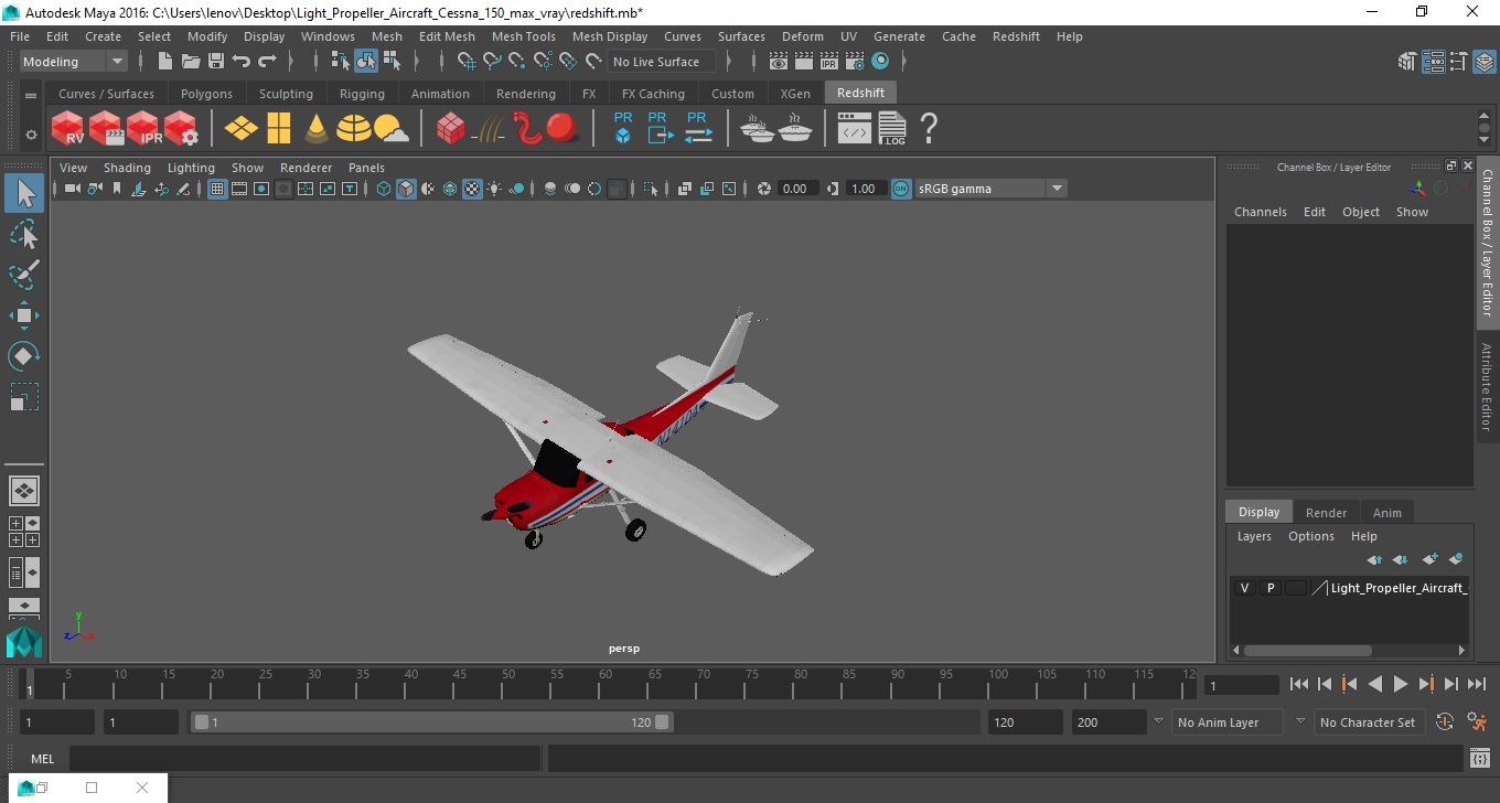 3D model Light Propeller Aircraft Cessna 150