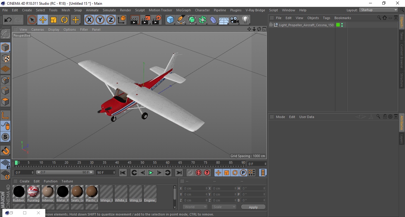 3D model Light Propeller Aircraft Cessna 150