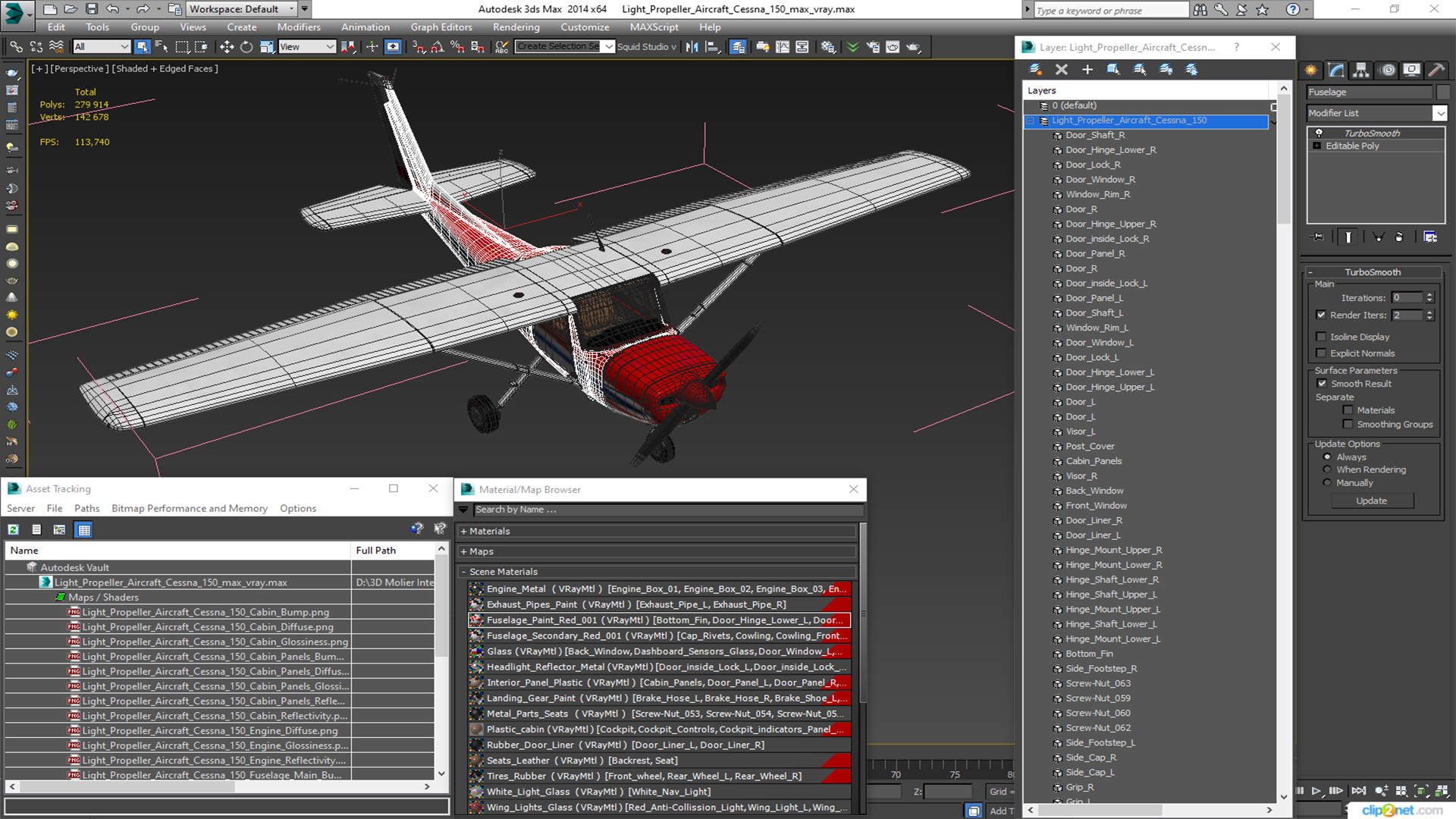 3D model Light Propeller Aircraft Cessna 150
