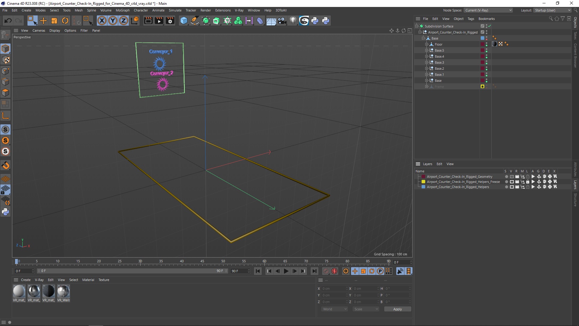 3D model Airport Counter Check-In Rigged for Cinema 4D