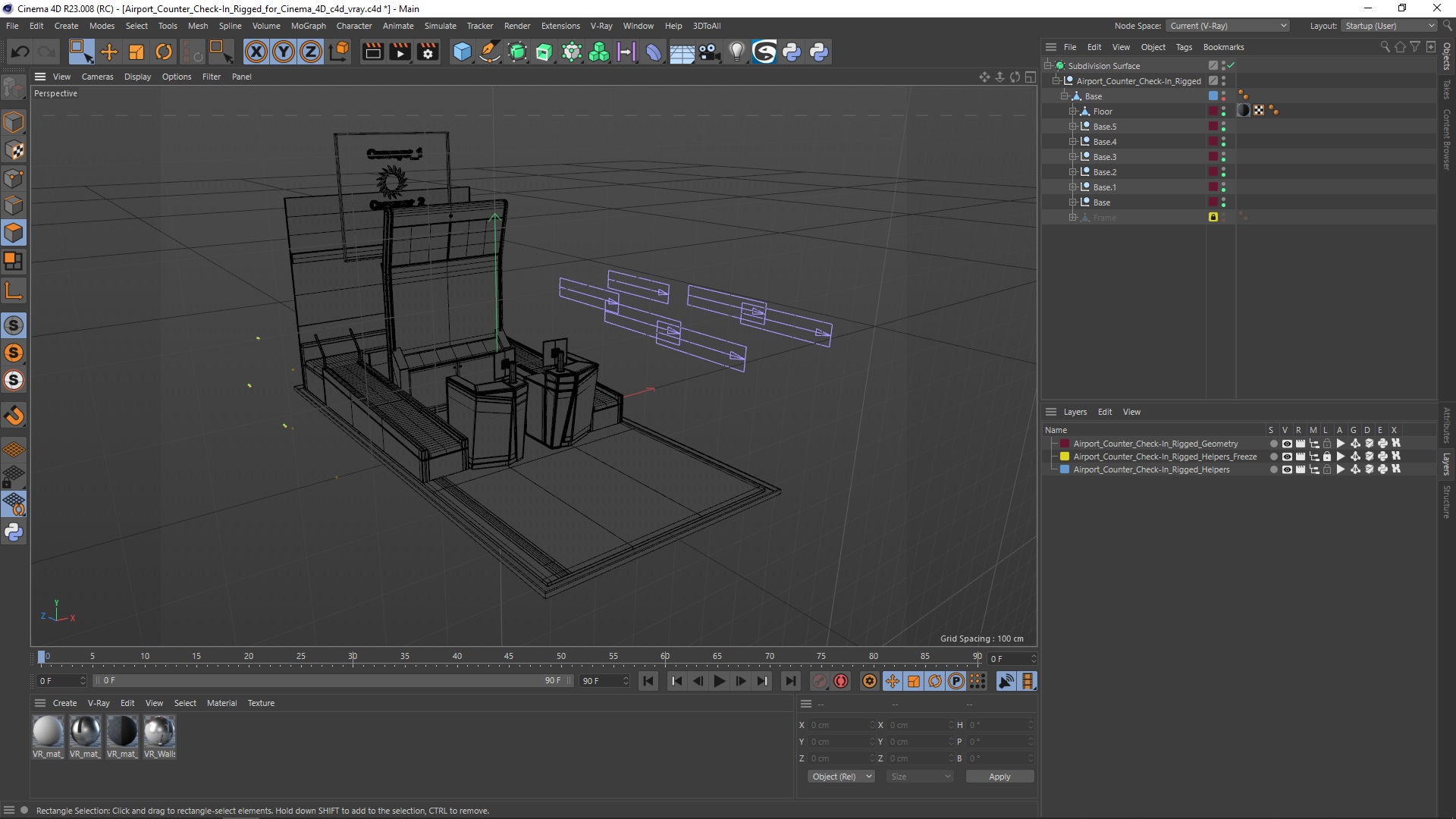 3D model Airport Counter Check-In Rigged for Cinema 4D