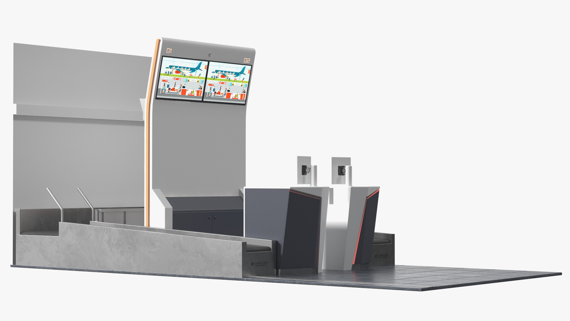 3D model Airport Counter Check-In Rigged for Cinema 4D