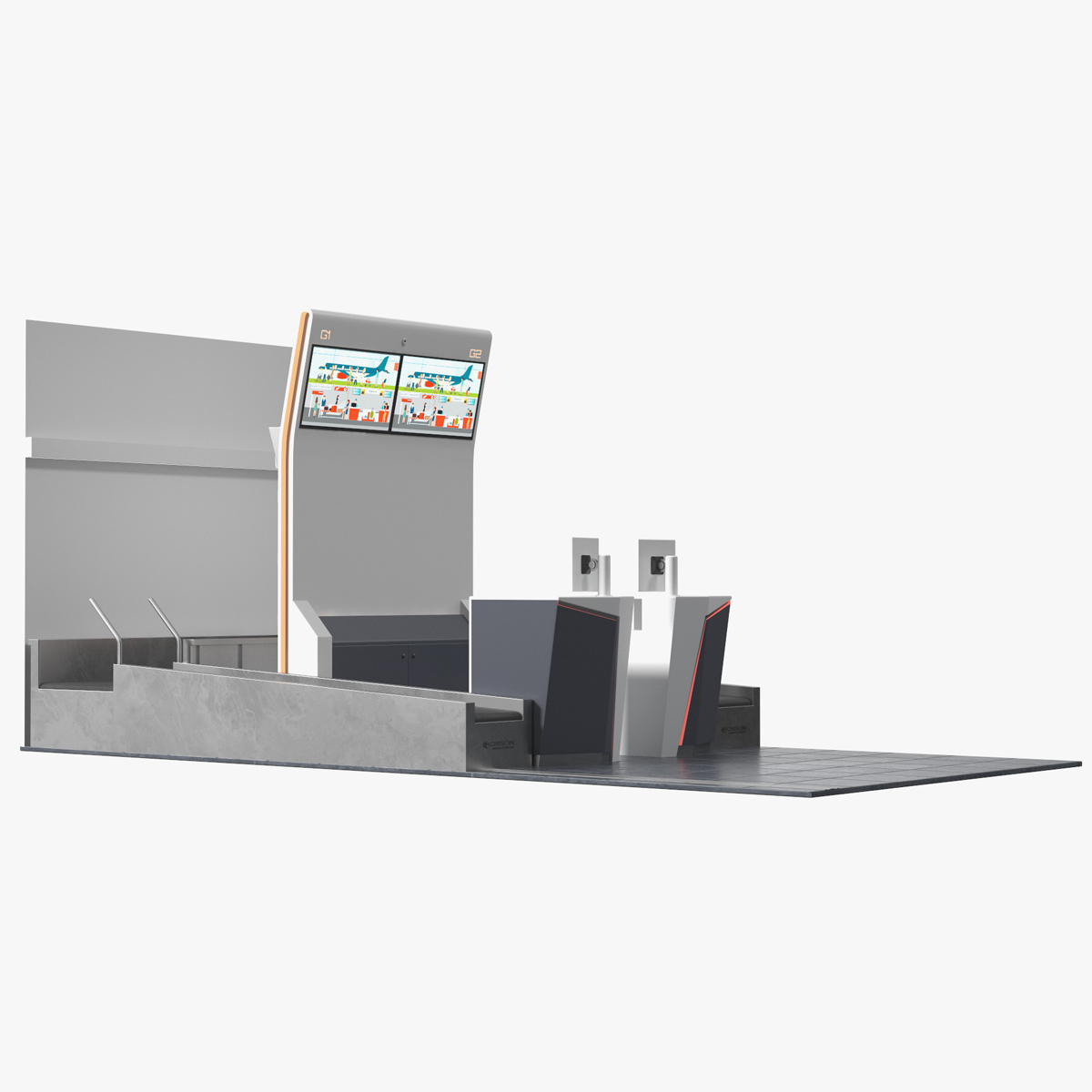 3D model Airport Counter Check-In Rigged for Cinema 4D