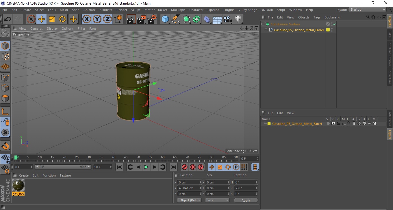 3D Gasoline 95 Octane Metal Barrel